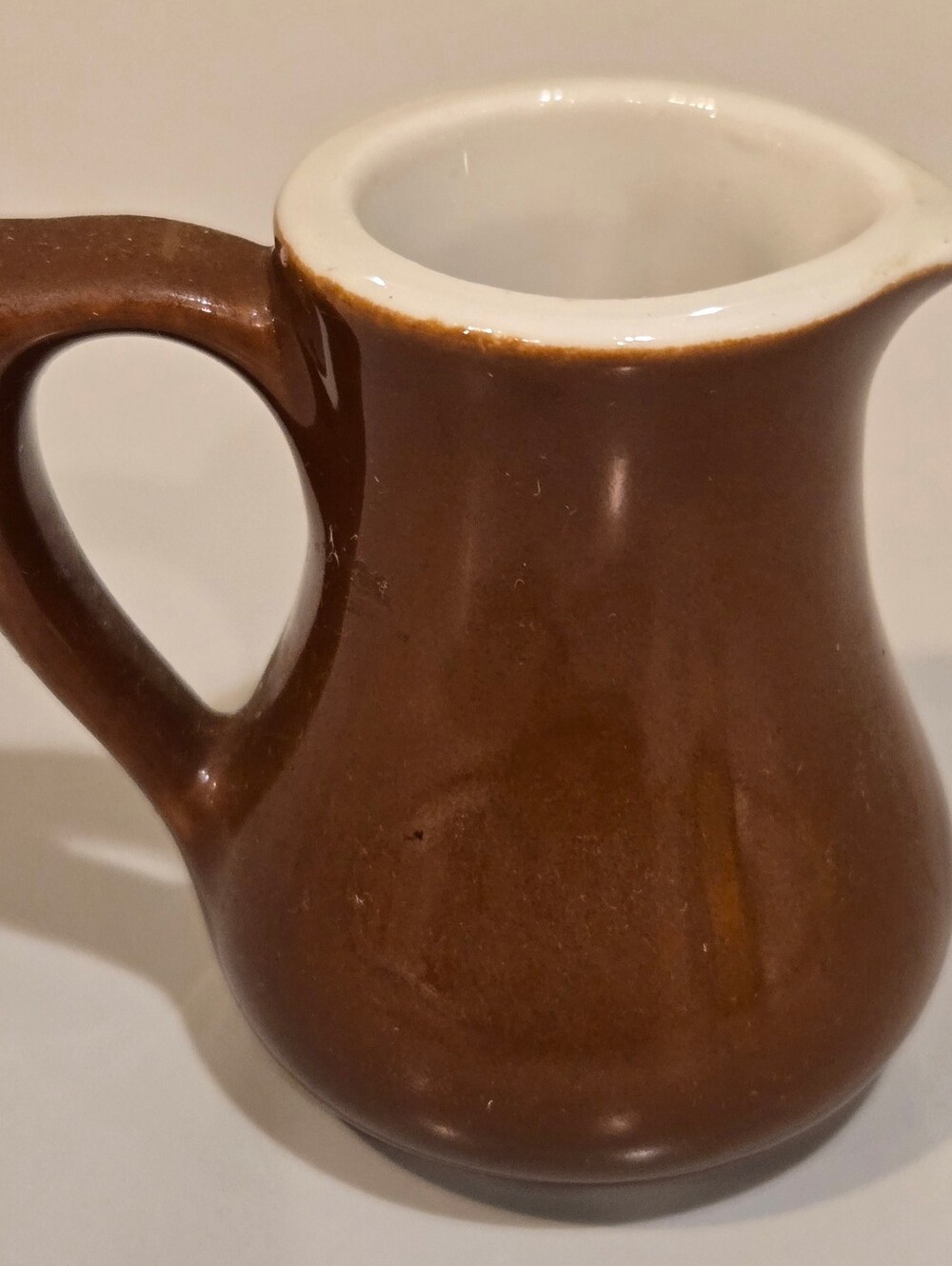 Vintage Hall Pottery USA Small Creamer In Brown And Cream Color